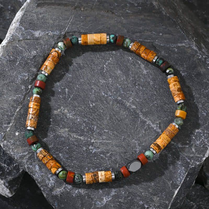 Bracelet en perles de jaspe turquoise africaine Olivenorma