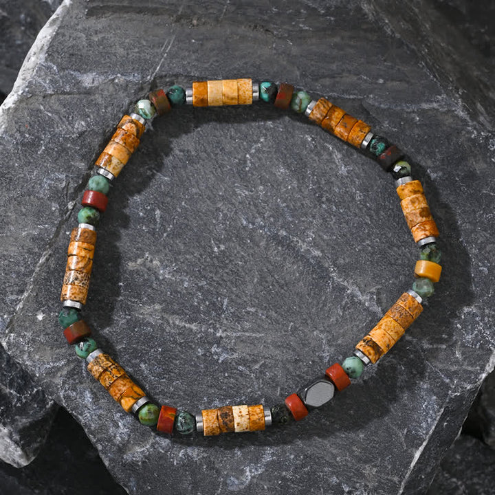 Bracelet en perles de jaspe turquoise africaine Olivenorma