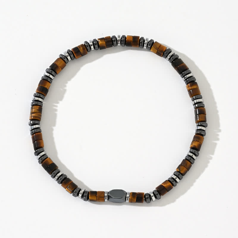 Bracelet en perles d'hématite naturelle et œil de tigre Olivenorma