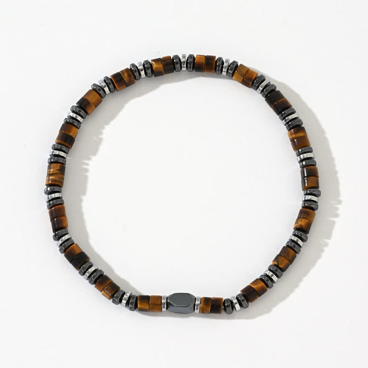Bracelet en perles d'hématite naturelle et œil de tigre Olivenorma