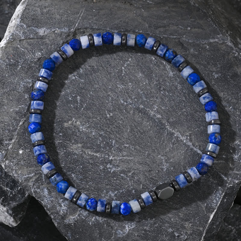Bracelet en perles d'hématite sodalite naturelles Olivenorma