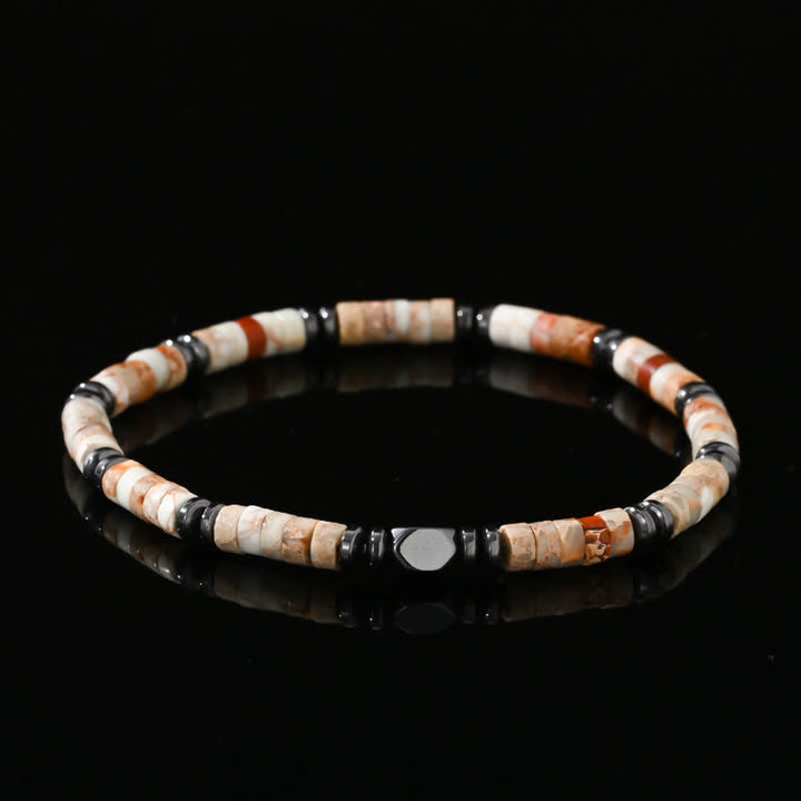 Bracelet en perles d'hématite et d'agalmatolite naturelles Olivenorma