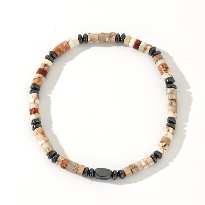 Bracelet en perles d'hématite et d'agalmatolite naturelles Olivenorma
