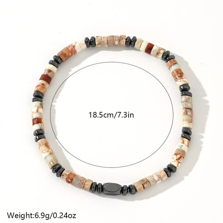 Bracelet en perles d'hématite et d'agalmatolite naturelles Olivenorma