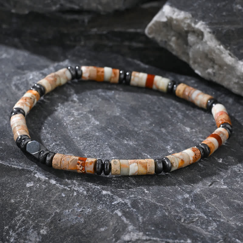 Bracelet en perles d'hématite et d'agalmatolite naturelles Olivenorma