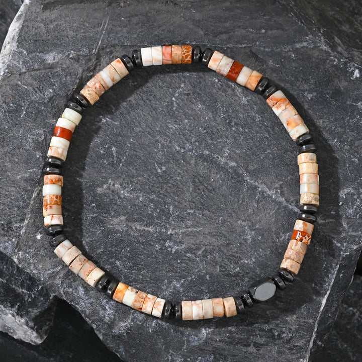 Bracelet en perles d'hématite et d'agalmatolite naturelles Olivenorma