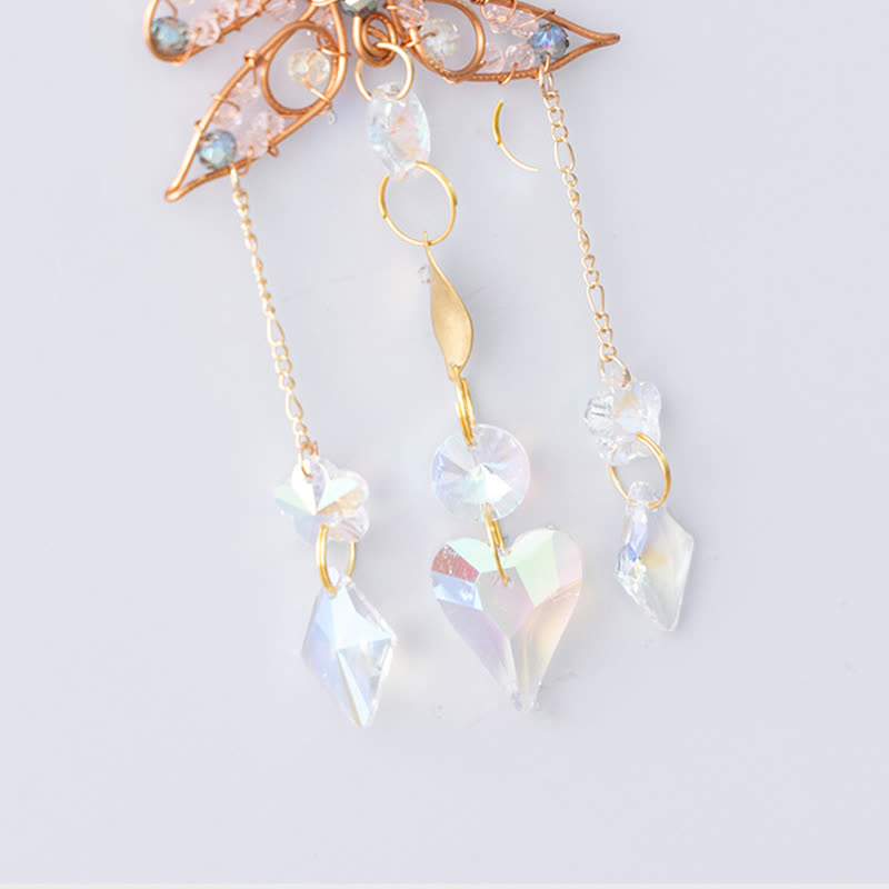 Carillon éolien en cristal avec fil de cuivre et papillon Olivenorma