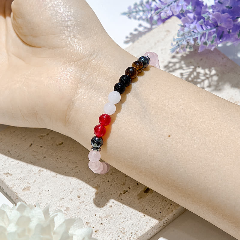 Bracelet de perles énergétiques en quartz rose naturel Olivenorma