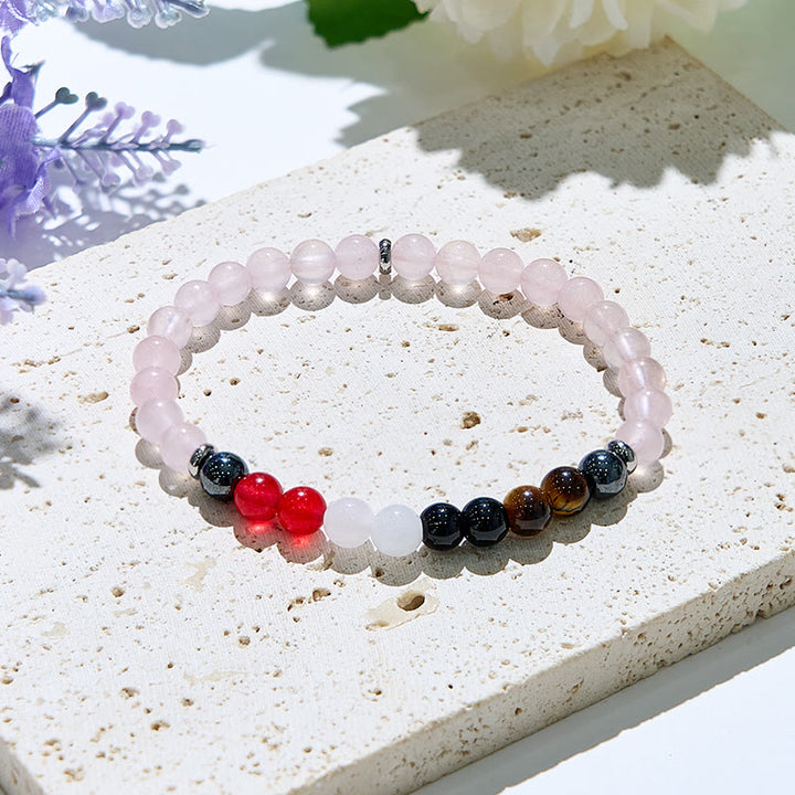Bracelet de perles énergétiques en quartz rose naturel Olivenorma