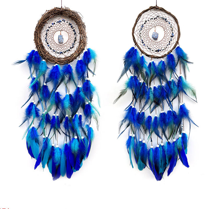 Décoration murale Olivenorma Attrape-rêves en rotin naturel et pierres précieuses