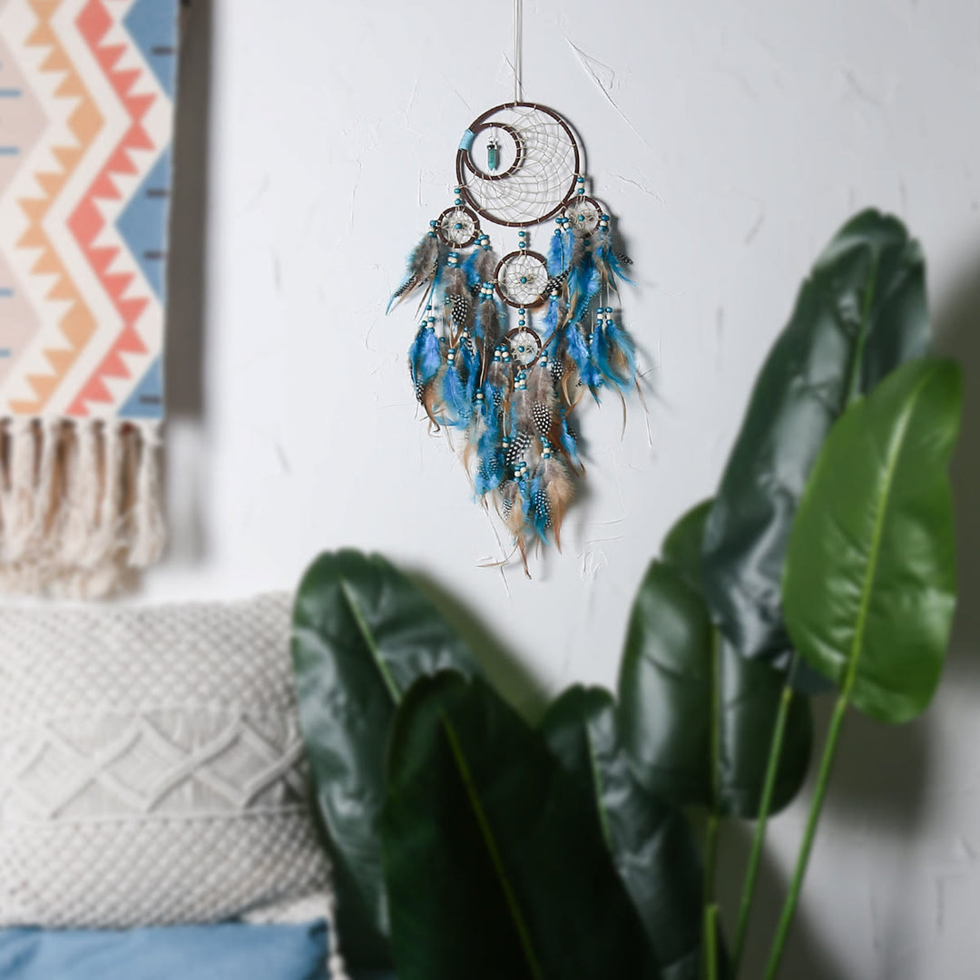 Olivenorma Boho Moon Dreamcatcher 5 anneaux attrape-rêves turquoise