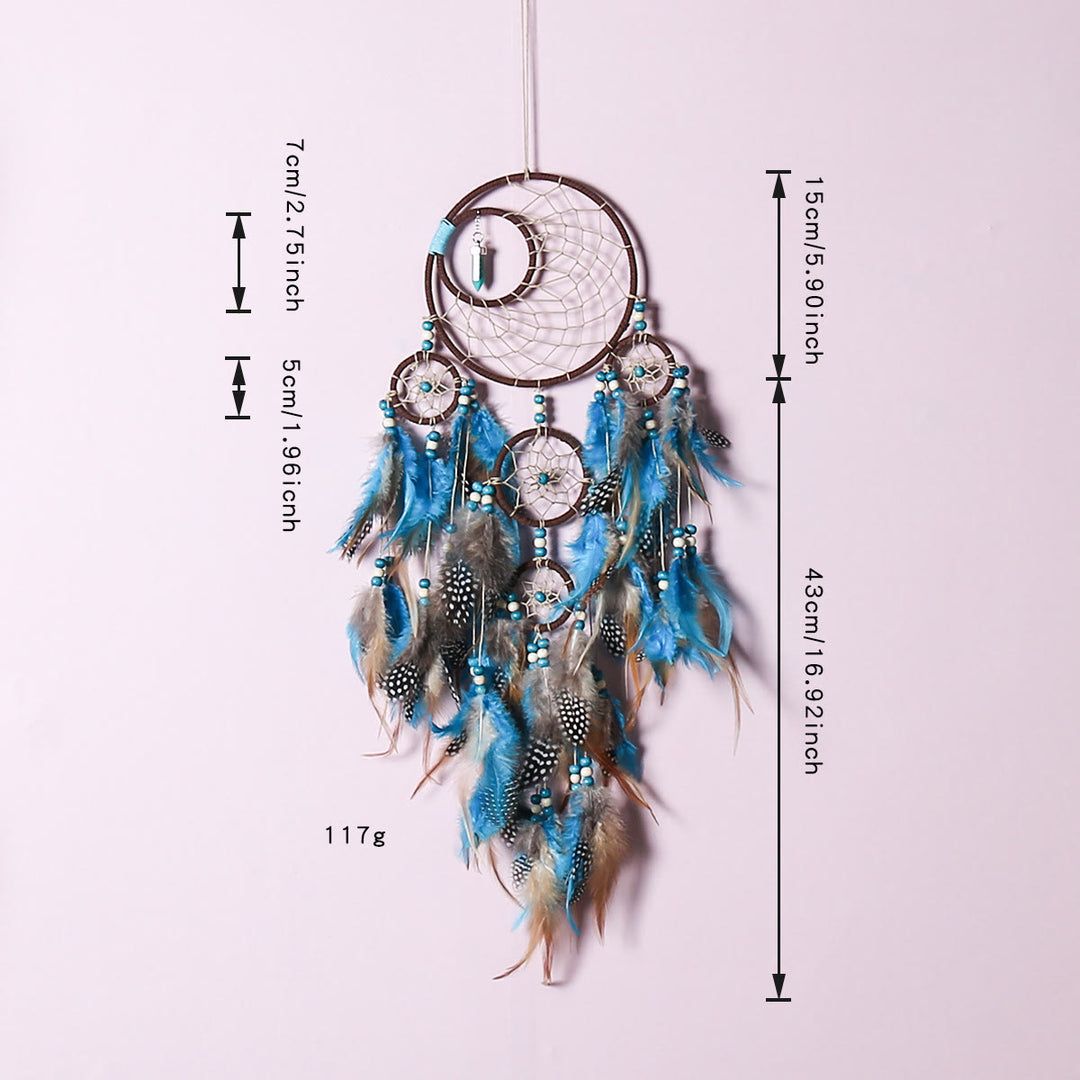 Olivenorma Boho Moon Dreamcatcher 5 anneaux attrape-rêves turquoise