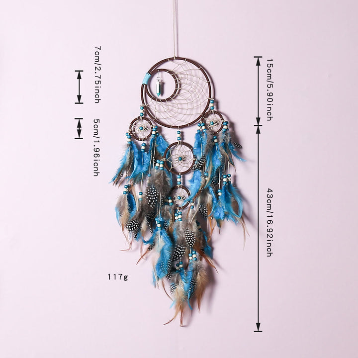Olivenorma Boho Moon Dreamcatcher 5 anneaux attrape-rêves turquoise