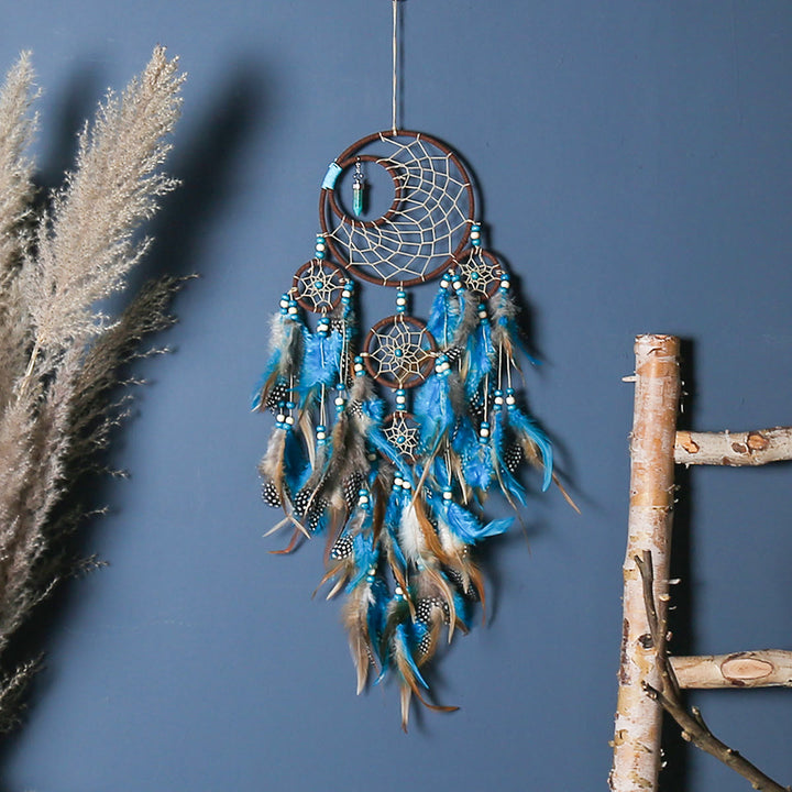 Olivenorma Boho Moon Dreamcatcher 5 anneaux attrape-rêves turquoise