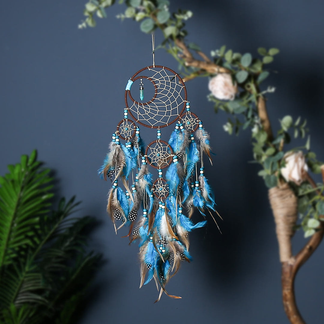 Olivenorma Boho Moon Dreamcatcher 5 anneaux attrape-rêves turquoise
