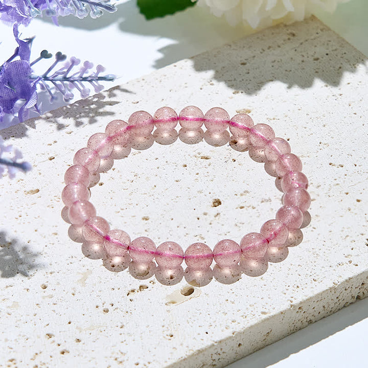 Bracelet en perles de quartz fraise naturel Olivenorma 6-10 mm