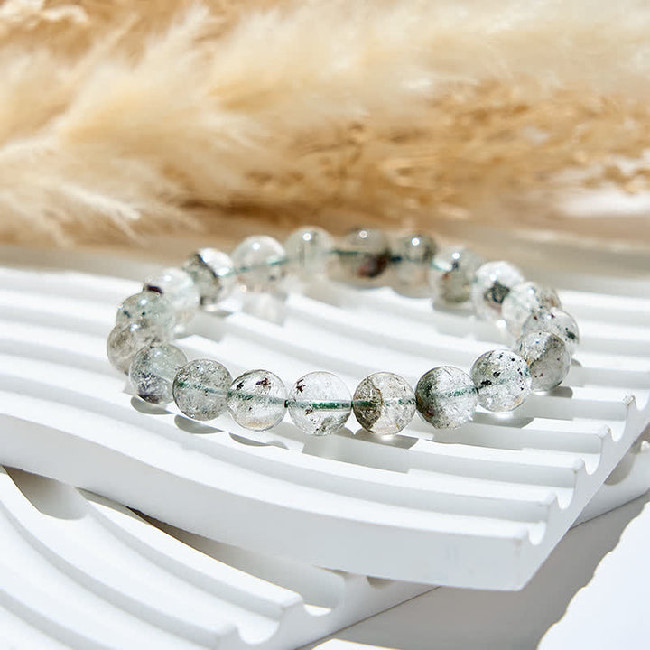 Bracelet en perles de quartz fantôme vert naturel Olivenorma
