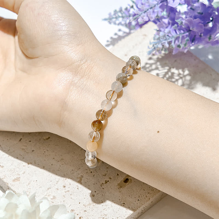 Bracelet en perles de quartz rutile de couleur naturelle Olivenorma