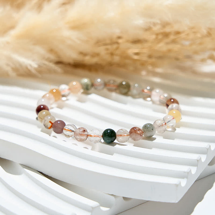 Bracelet en perles de quartz rutile de couleur naturelle Olivenorma
