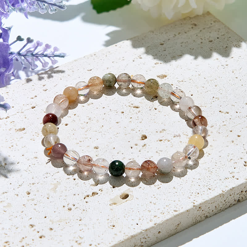 Bracelet en perles de quartz rutile de couleur naturelle Olivenorma