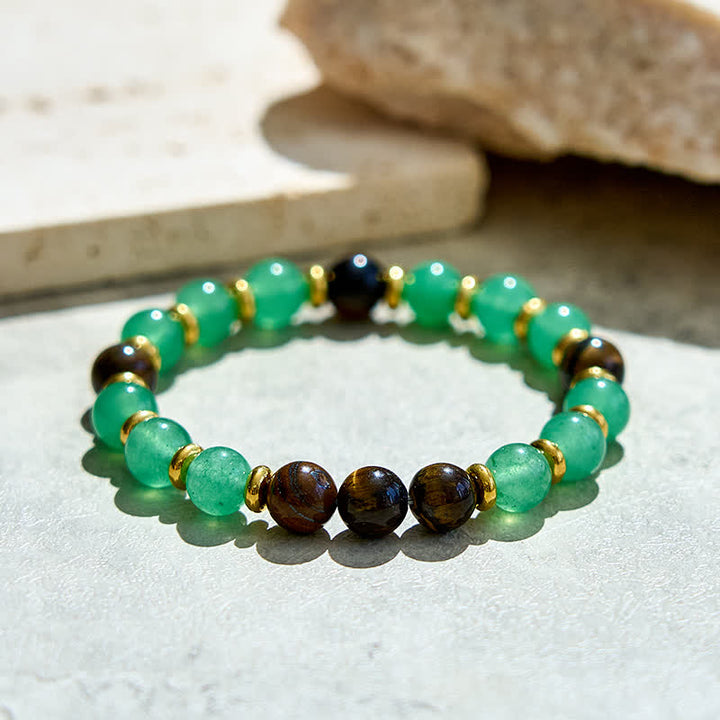 Bracelet en perles d'aventurine verte naturelle et œil de tigre Olivenorma