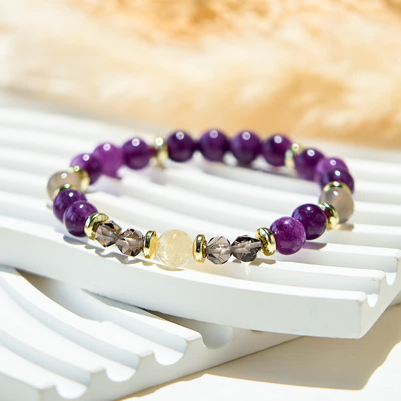 Bracelet en perles de calcédoine violette naturelle Olivenorma