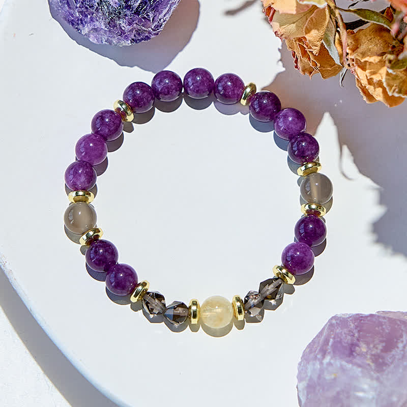 Bracelet en perles de calcédoine violette naturelle Olivenorma