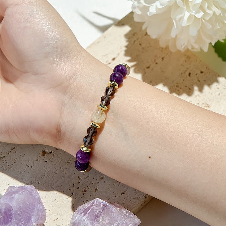 Bracelet en perles de calcédoine violette naturelle Olivenorma