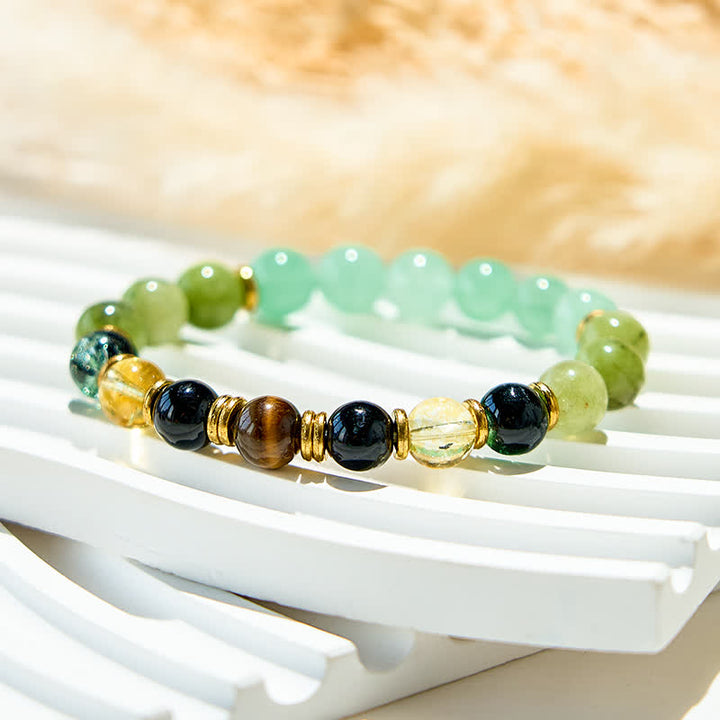 Bracelet en perles de préhnite aventurine verte naturelle Olivenorma