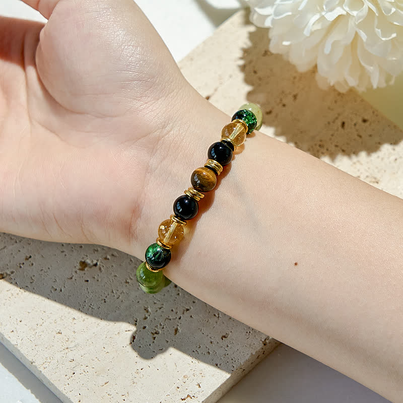 Bracelet en perles de préhnite aventurine verte naturelle Olivenorma