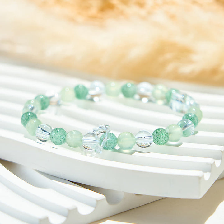 Bracelet de perles de quartz fraise vert péridot Olivenorma