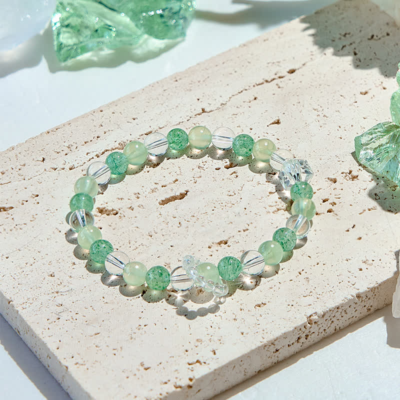 Bracelet de perles de quartz fraise vert péridot Olivenorma