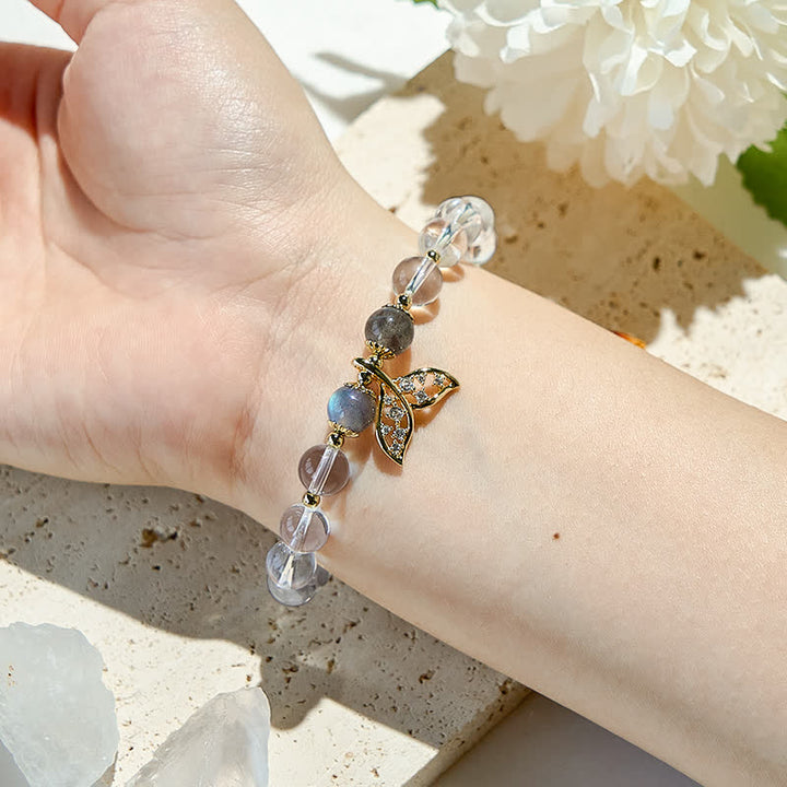 Bracelet en perles de cristal transparent en pierre de lune grise Olivenorma