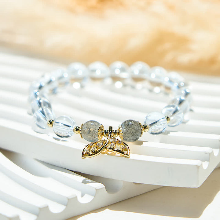 Bracelet en perles de cristal transparent en pierre de lune grise Olivenorma