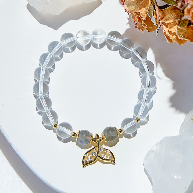 Bracelet en perles de cristal transparent en pierre de lune grise Olivenorma