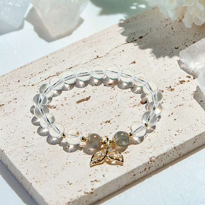 Bracelet en perles de cristal transparent en pierre de lune grise Olivenorma