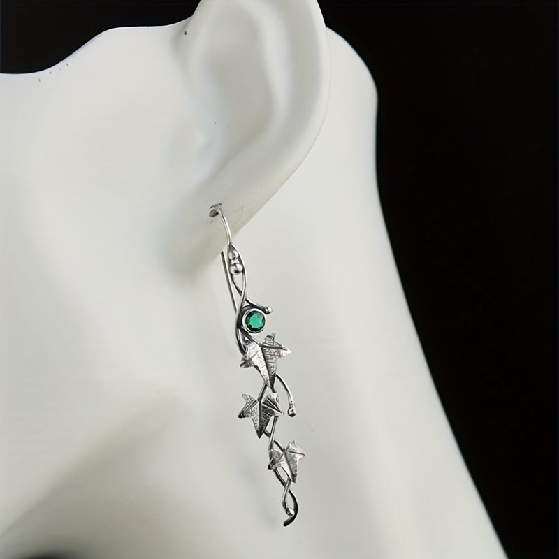 Boucles d'oreilles en forme de vigne incrustées de pierres précieuses authentiques Olivenorma