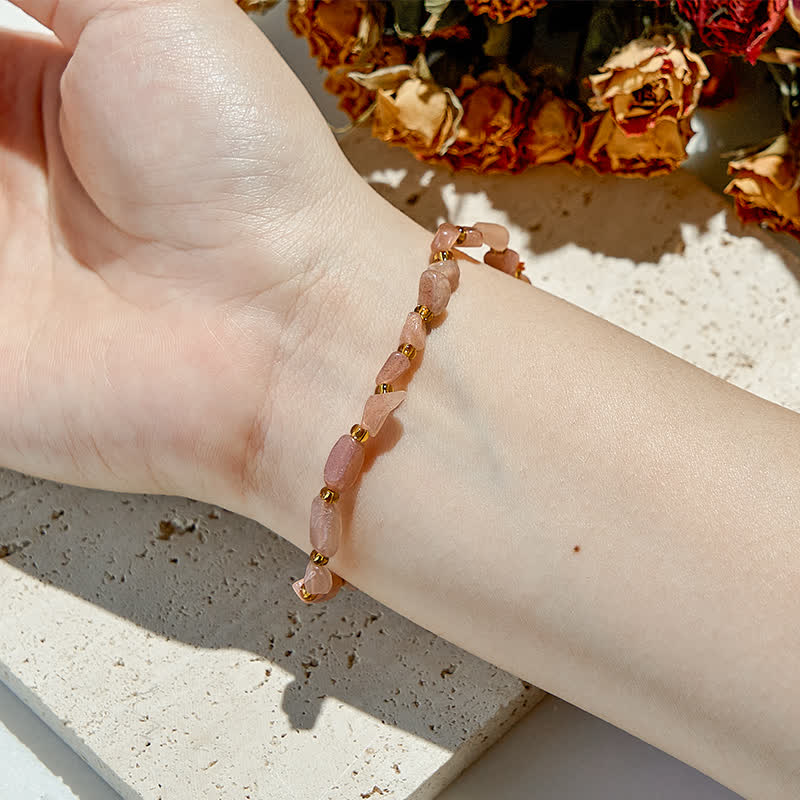 Bracelet en perles de pierre de soleil naturelle Olivenorma