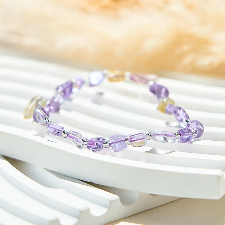 Bracelet en perles de lépidolite et de citrine naturelles Olivenorma