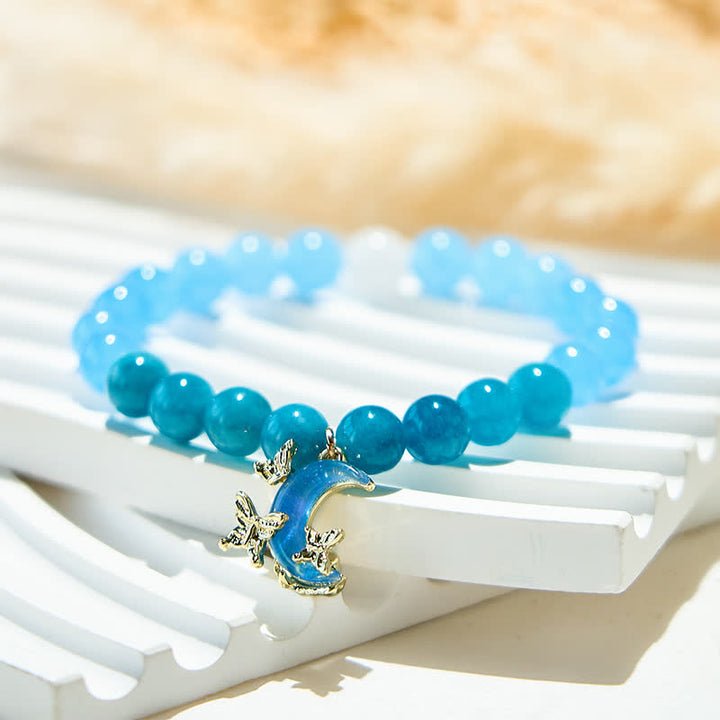 Bracelet en perles d'apatite bleue naturelle et d'aigue-marine Olivenorma