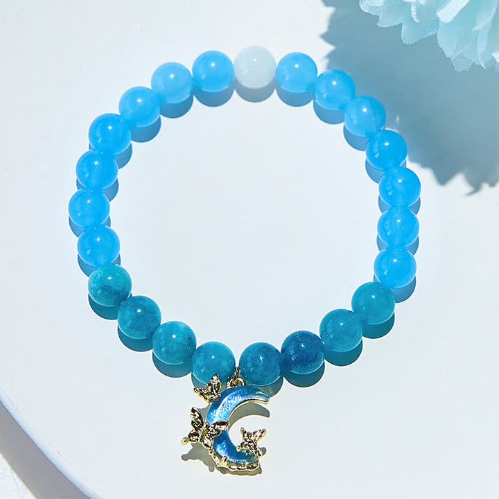 Bracelet en perles d'apatite bleue naturelle et d'aigue-marine Olivenorma