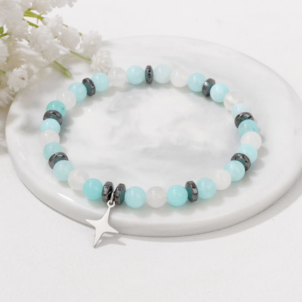 Bracelet pendentif étoile en perles de pierre naturelle Olivenorma