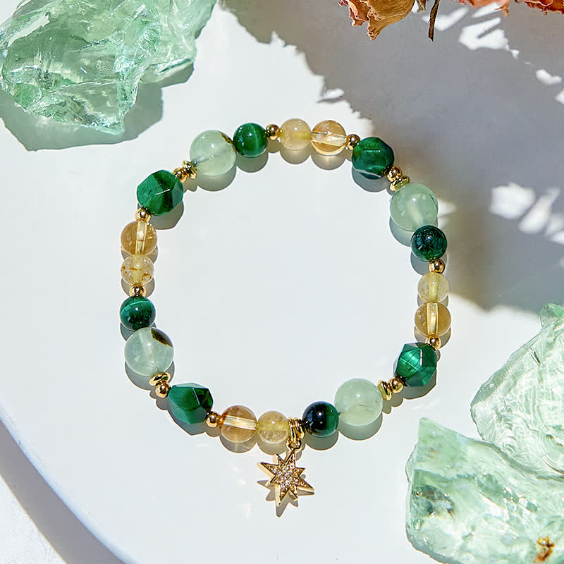 Bracelet Olivenorma en perles d'œil de tigre vert citrine préhnite