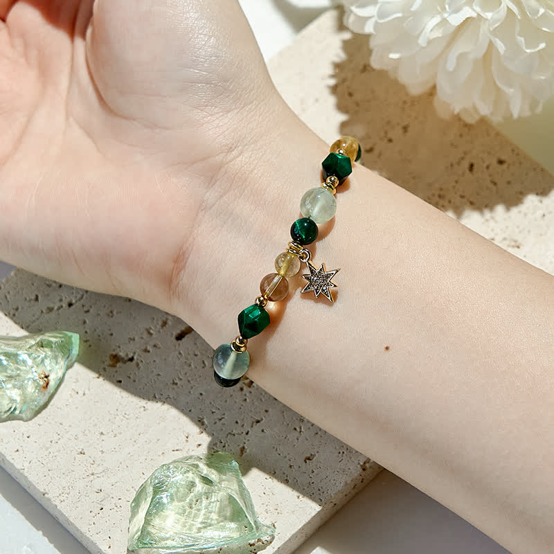 Bracelet Olivenorma en perles d'œil de tigre vert citrine préhnite