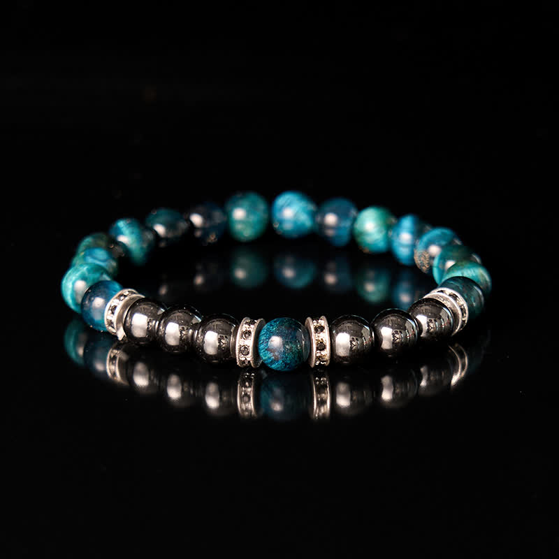 Bracelet en perles d'œil de tigre vert lac naturel Olivenorma