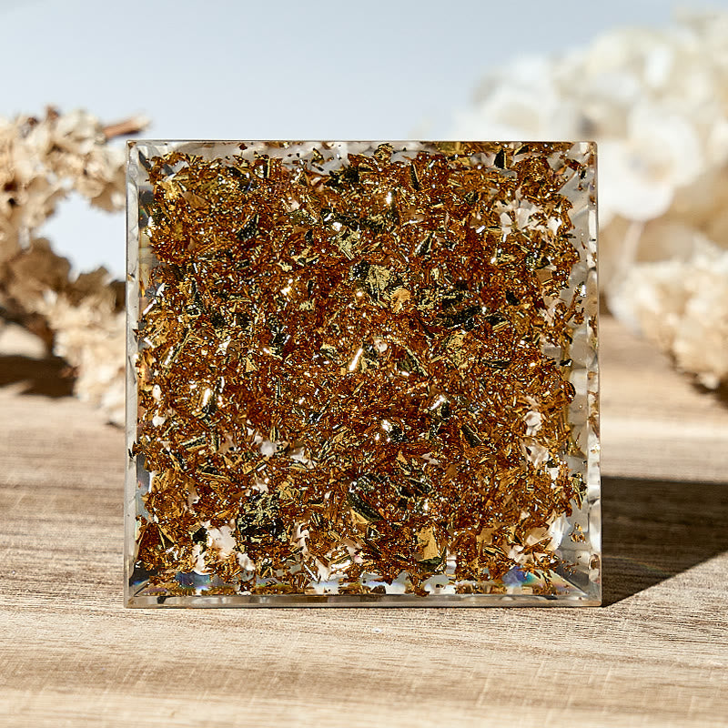 Pyramide d'orgone en pierre précieuse Fleur de vie faite à la main Olivenorma