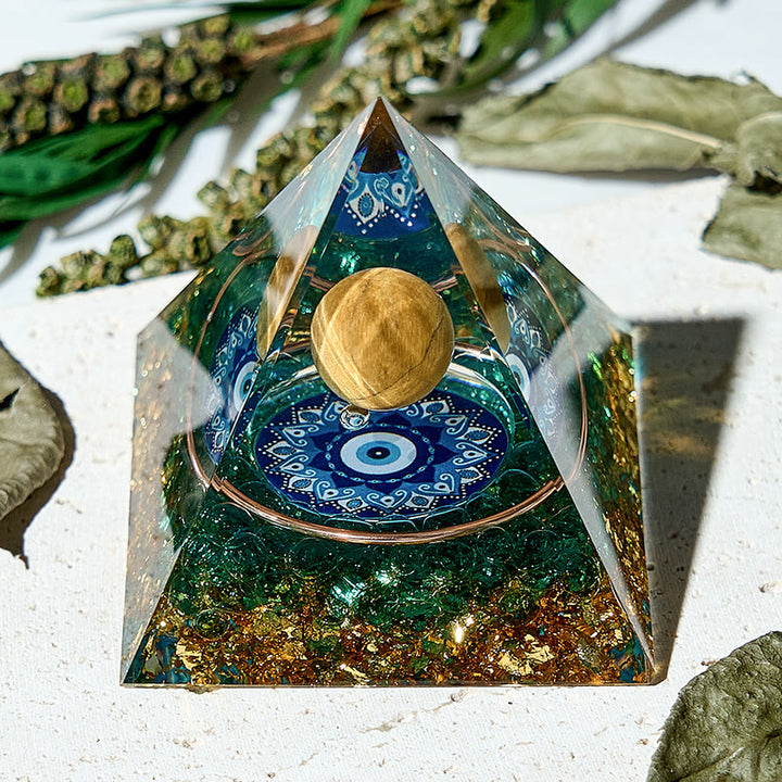 Symbole du mauvais œil Olivenorma Protection des pierres précieuses Pyramide orgone