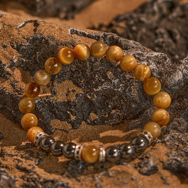 Bracelet homme en perles d'hématite naturelle œil de tigre Olivenorma