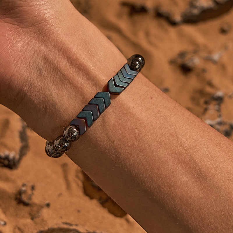 Bracelet de perles en forme de flèche plaquées hématite naturelle Olivenorma