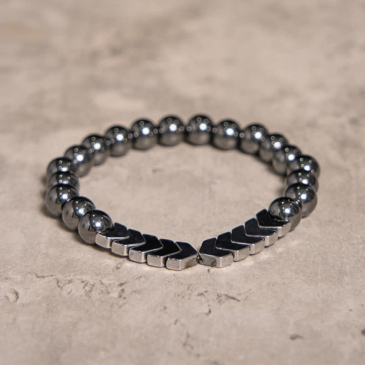 Bracelet de perles en argent naturel et hématite en forme de flèche Olivenorma